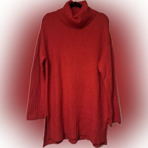 Style & Co Women’s Sz 2X Red Turtleneck Sweater Tunic Length w/ ribbed trim